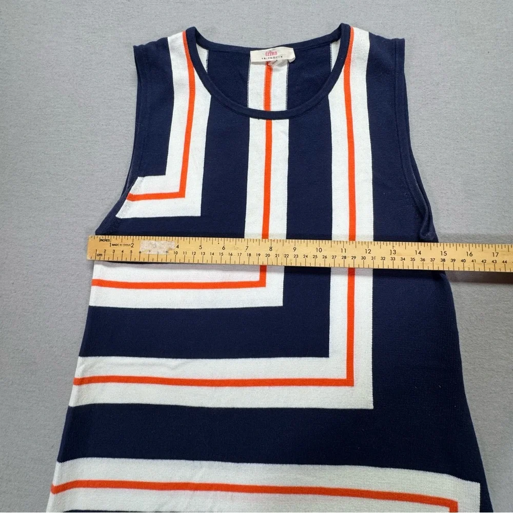 Trina Turk‎ Women Dress Shift Navy Blue Geometric Stripe Medium